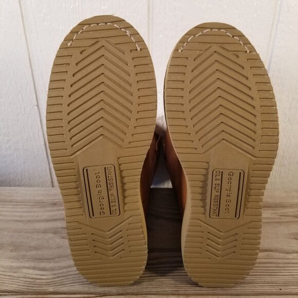 Georgia Wedge Work Wellington Mens Tan Leather Cowboy Western Boots 7.5 W G5153 - Picture 7 of 13